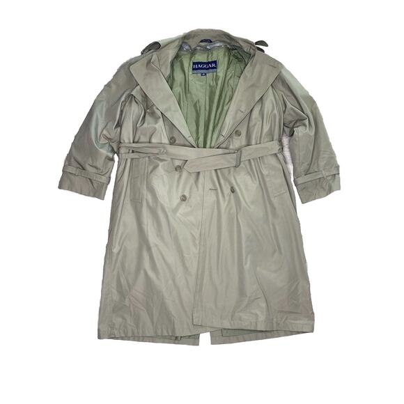 HAGGER Mens Trench Coat All Weather Size 44R Removable Liner Khaki Overcoat - Picture 1 of 11